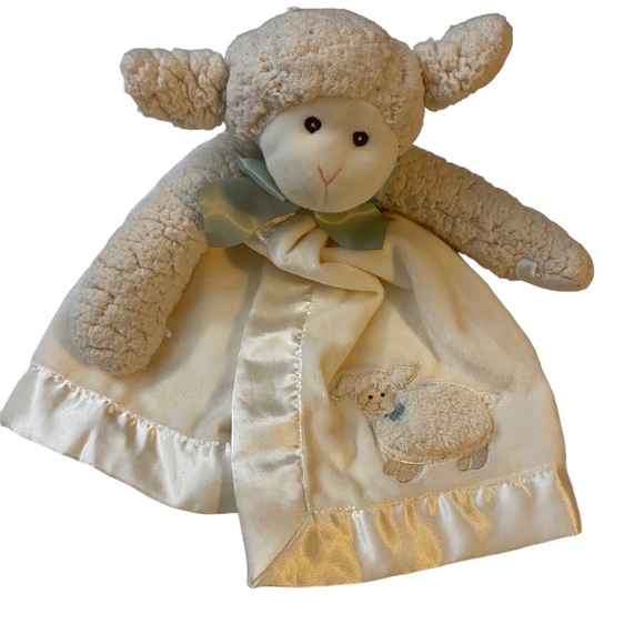 Bearington Baby Lamb Lamby Lovey Snuggler Satin Split Security Blanket Toy 14" - Picture 1 of 6